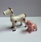 Vintage Fisher-Price Farm Animals Cow And Pig Toys/ Figures