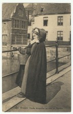 Bruges Belgium Postcard, Old City at Rosary Quay, Sent to Paris, 1925
