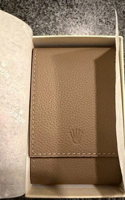 Rolex Leather Travel Watch Pouch Beige Brown