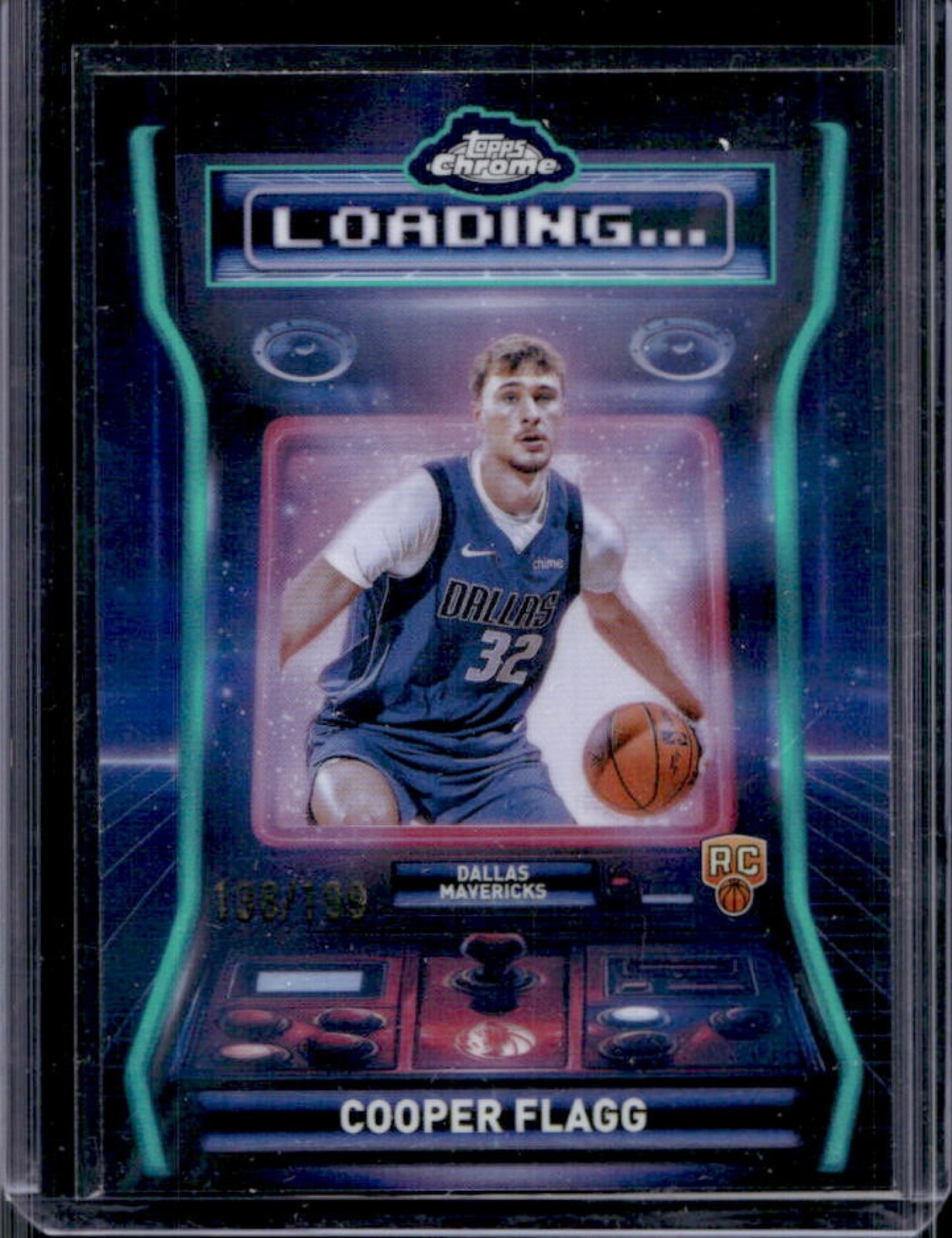 2025-26 Topps Chrome Cooper Flagg Loading RC Aqua Refractor #/199 Mavericks