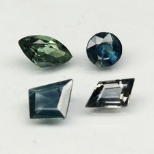 💎 4pcs Lot 1.39ct t.w Mix Shape Natural Green Blue Sapphire - Heated, Gems