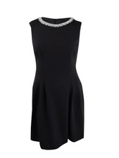 Connected Women's Rhinestone Collar A-Line Dress (14, Black)