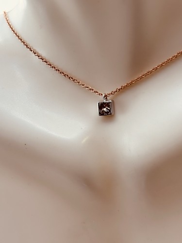 diamond necklace fine jewelry 14k gold princess cut 21 point all natural - Picture 4 of 4