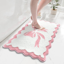 Anybar Bow Bath Mat Pink White Bathroom Rug C...