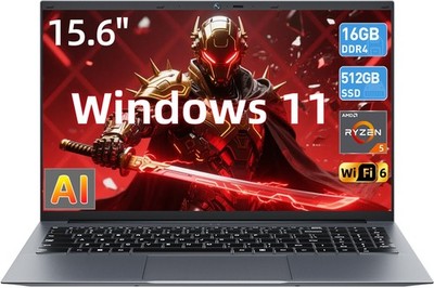 SGIN 15,6'' AI Laptop AMD Ryzen R5-3500U Beleuchtung Tastatur 16GB RAM 512GB SSD