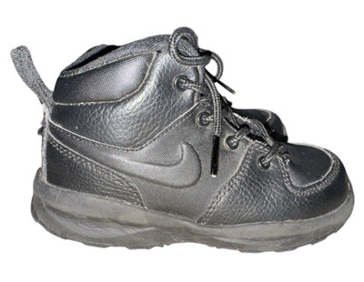 Nike Manoa Leather Boys Size 10 C Black Athletic Running Lace Up Shoes Boots