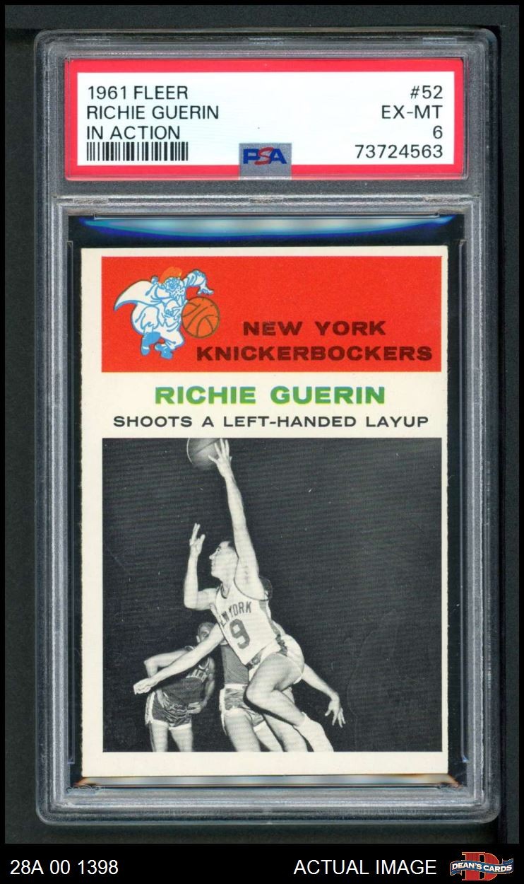 1961 Fleer #52 Richie Guerin In Action Knicks Iona College PSA 6 - EX/MT
