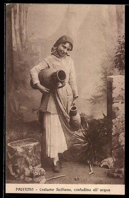 Palermo, Costume Siciliano, contadina all´ acqua, Ansichtskarte 