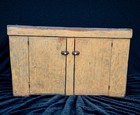 Antique Primitive Wood Zinc Lined Penna Dry Sink Mustard Paint Square Nails  — photo 1