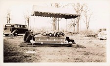 VTG Photo Antique Hearse Car Casket Funeral Burial Tent Graveyard