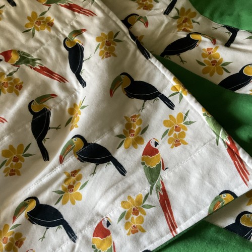 Handmade Flannel Strip Lap Quilt 40x60 Parrots And Toucans - Picture 3 of 6