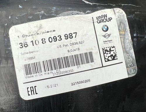 Original BMW M2 F87 19 Zoll Y Speiche M788 Alufelge 8093987 9,0Jx19 ET29 VA NEU - Picture 4 of 7