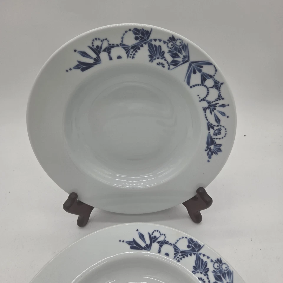 Set Of 4 IKEA Promenad Soup Pasta Bowls Blue And White 10" Made In Turkey - Image 2 of 4