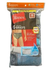 Hanes Mens Tagless Briefs M 32-34 Cool Comfort 782WB6 Multi Colored 6-Pack NEW