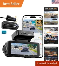 Advanced 4K Front & 1080p Rear Dash Cam - Voice Control & Night Vision