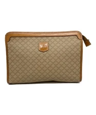 CELINE Old Macadam Pattern Second bag Clutch bag Beige From Japan
