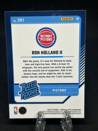 Donruss Optic 2024-25 - Ron Holland II (RC) #291 clasificación novato - Imagen 2 de 2