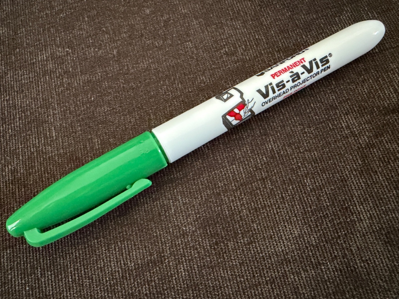 Rare Sanford Vis-A-Vis Permanent Marker GREEN Fine Point Aut