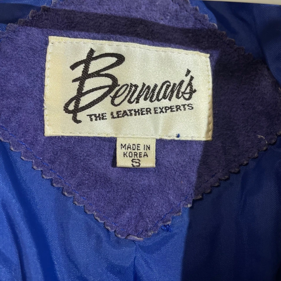 Vintage Berman's Purple Suede Fringe Western Jacket S Boho Cowgirl 80s Festival - Image 2 of 4