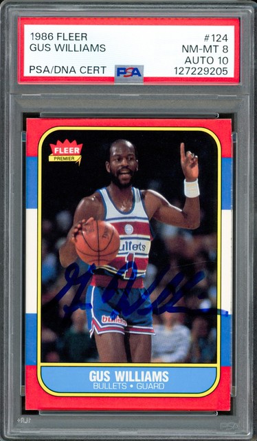 Gus Williams Signed 1986-87 Fleer Card #124 Washington Bullets PSA8 Auto 10