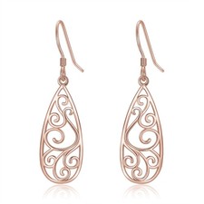 Rose Gold Earrings 925 Sterling Silver Post Dangle Drop Earrings for Women Rose
