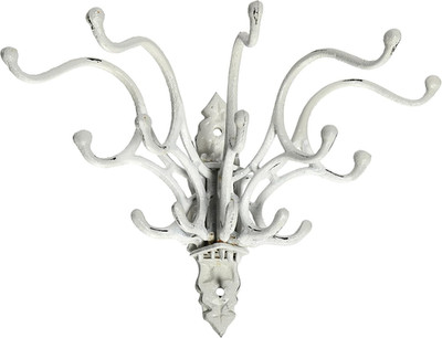 Creative Co-Op Antique Decorative Cast Iron Multi Hook Wall Hanger with 15 Hooks