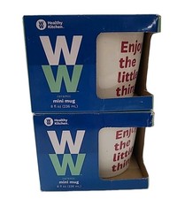 Weight Watchers Healthy Kitchen "Enjoy The Little Things" Mini WW Mug Lot/2 NEW