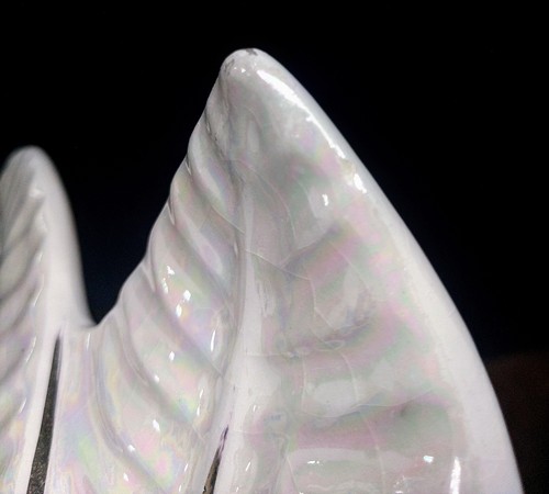 MCM Esco-Lite Ceramic 3 Palm Leaves White & Gold Opalescent Iridescent TV Lamp - Picture 12 of 15