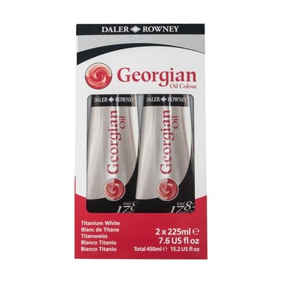 Daler-Rowney Georgian Oil Paint Titanium White Twin Pack 225ml Tube - Art Pai...
