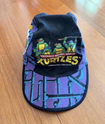 Vintage Teenage Mutant Ninja Turtles 1990 One Size Fits All Black/Purple Cap Hat