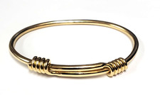 18K Solid Yellow Gold Coil-Design Bangle Bracelet -42.6 grams