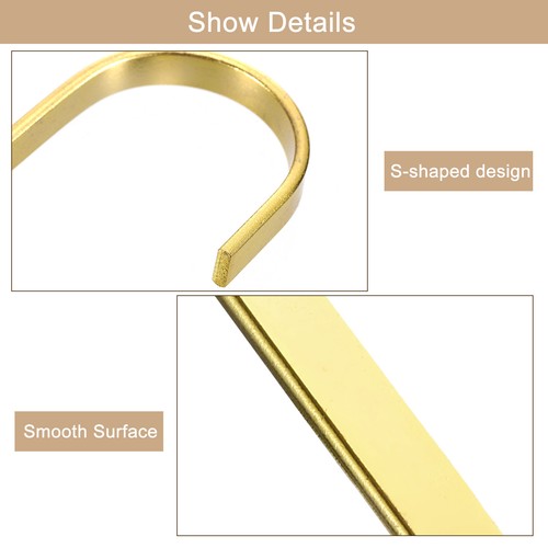 10Pcs 3.9 Inch Flat S Hooks Hanging Hook for Home Kitchen Storage, 7.6mm Gold - Picture 4 of 6