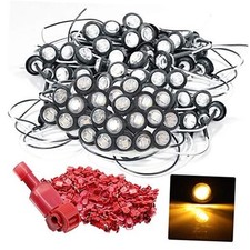 Pack of 100 3/4 Inch Round Clear Lens Amber 3LED Clearance Side Marker Lights