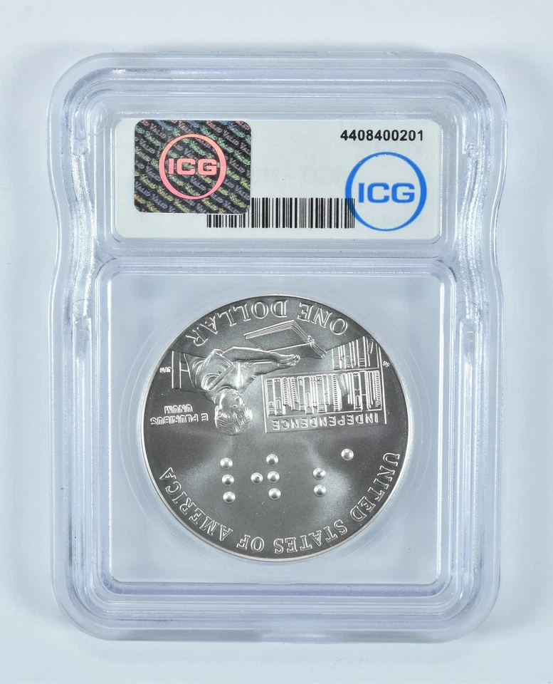 2009-P Louis Braille Commemorative Silver Dollar MS70 ICG *7285 - Image 2 of 4