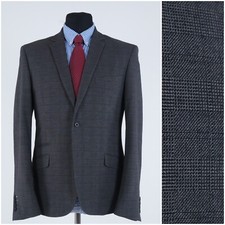 Mens Check Blazer 40R UK Size CASUAL FRIDAY Grey Sport Coat Jacket