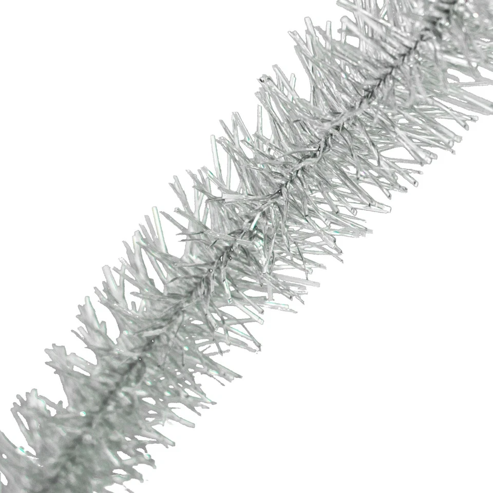 Shiny Silver Tinsel Garland 30FT Length 3IN Width Silver Christmas Tinsel Brush - Image 4 of 4