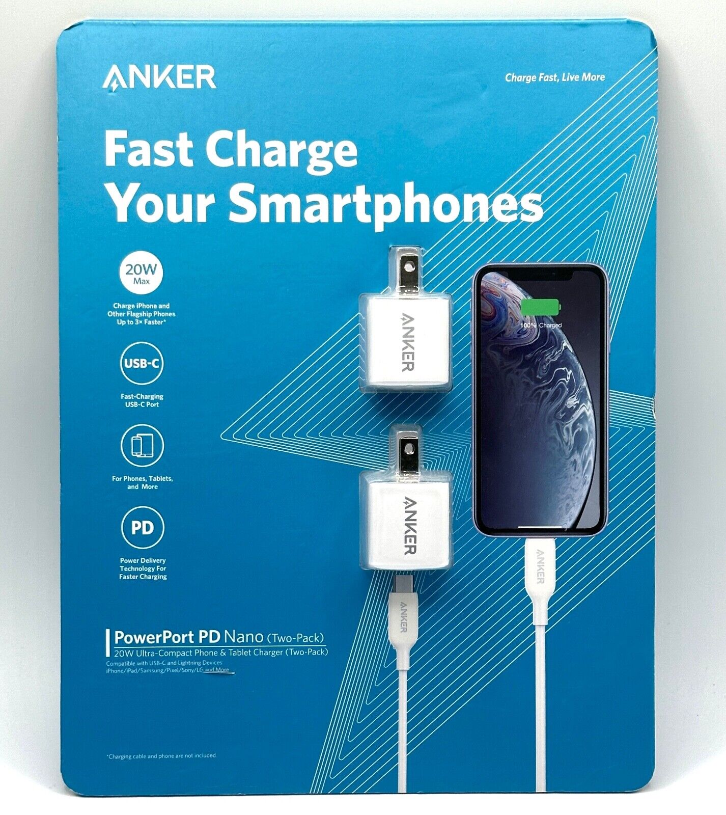 2 PACK) (NEW) Anker Nano 20W PD USB-C Wall Charger