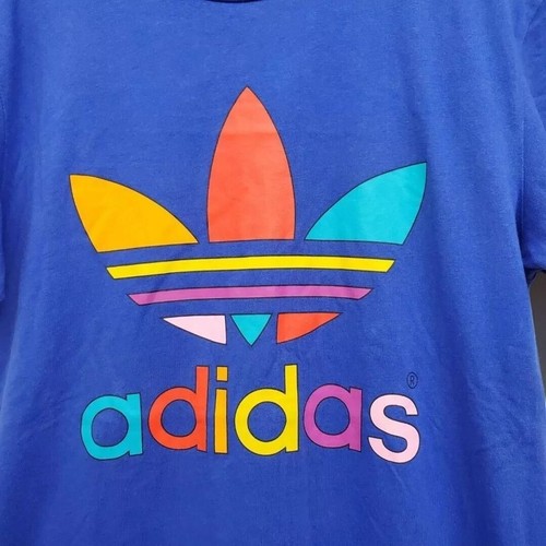 Adidas Pharrell Williams Herren Blau Kurzarm Mehrfarbig Logo TShirt Neu 2XL - Bild 6 von 6