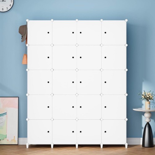 Portable Wardrobe Space Saving Modular Plastic Cabinet with Doors - Picture 4 of 9