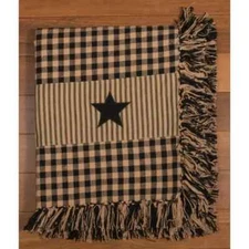 Heritage House Black Star 50" x 60" Afghan by Home Collections by Raghu, New