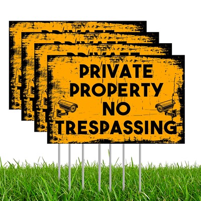Private Property No Trespassing CCTV Warning Yard Sign Outdoor Security Sign