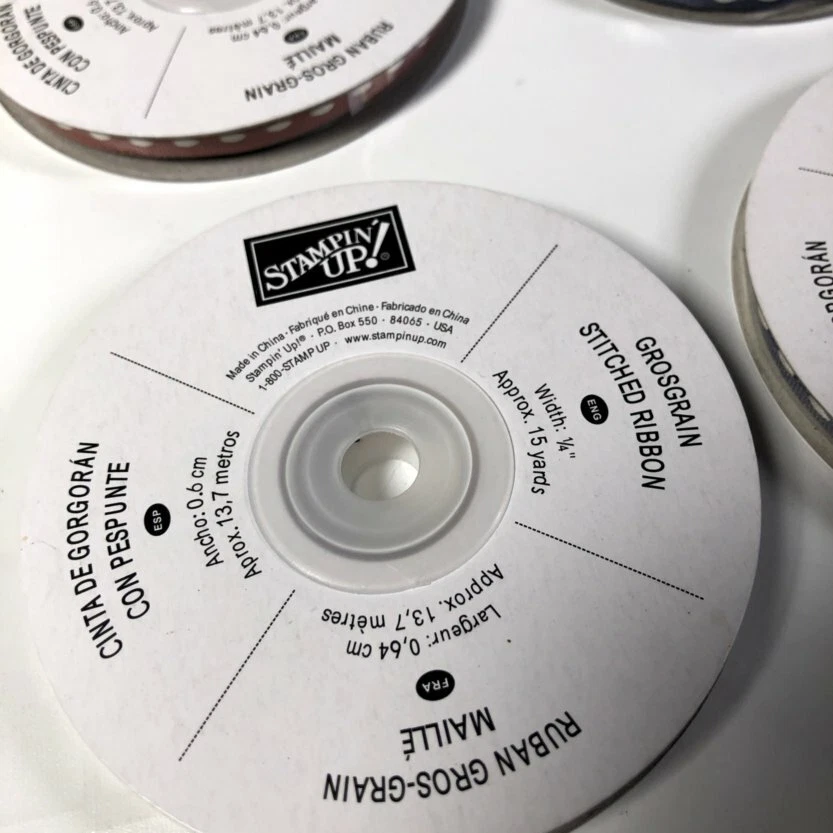 Stampin' Up Stitch Ribbon Cranberry Red, Violet, True Thyme 1/4" 90 Yards Lot 6 - Image 3 of 4