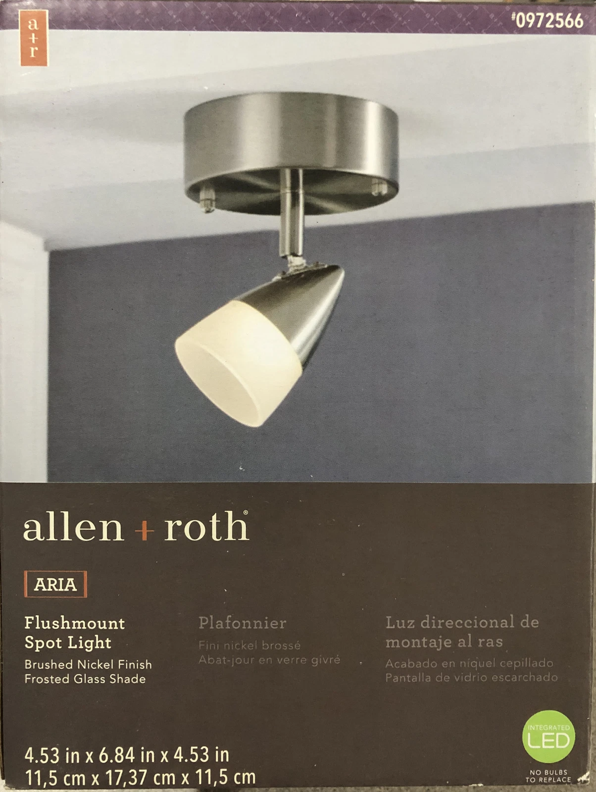 Aria Spot Light 4.5 in Brushed Nickel Dimmable LED Flush Mount New