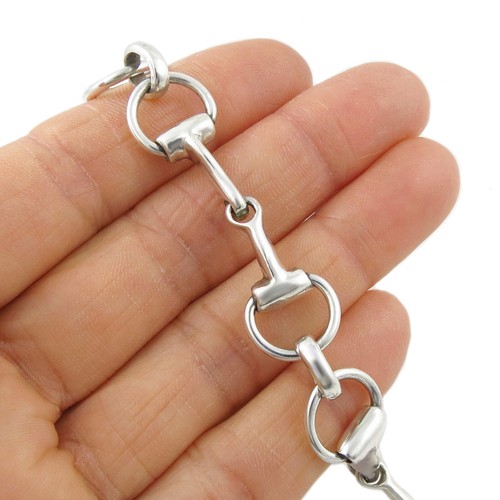 Long 925 Silver Snaffle Bit Necklace Solid Sterling Horsebit Tack Necklace - Picture 6 of 6