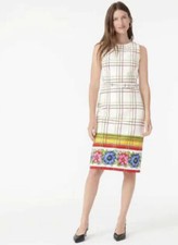 NEW J CREW Womens BELTED BI-STRETCH COTTON DRESS WITH FLORAL BORDER Size 4 BNWT