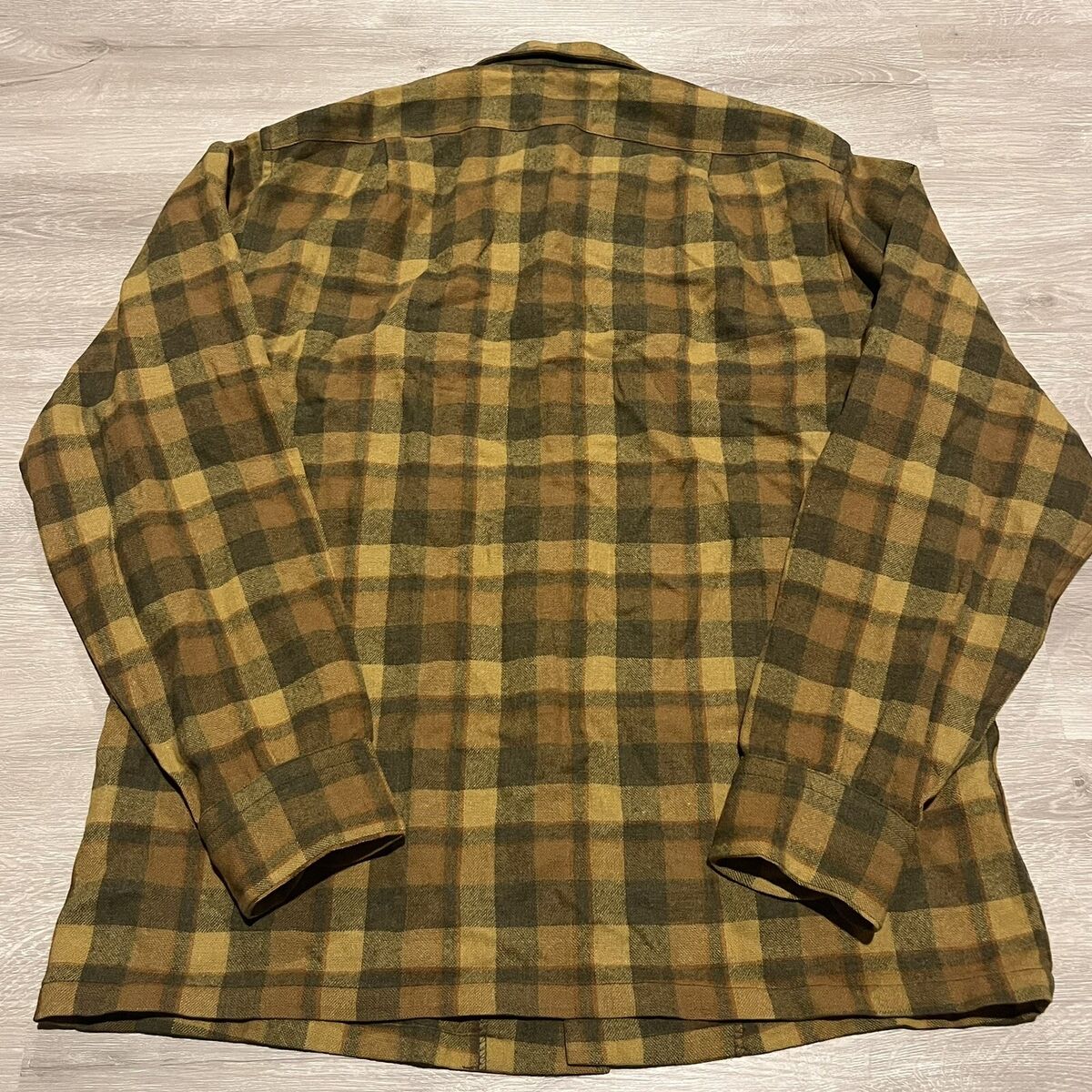 Vintage 60s Pendleton Board Shirt Mens Medium Green/Brown Vintage 60s Pendleton Board Shirt Mens Medium Green/Brown