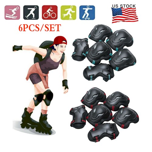 6pcs Protective Gear Set Adults Teens Kids Knee Elbow Pads With Wrist Guards S-L - 第 1/25 張圖片