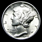 1943-D Mercury Dime Silver ---- Gem BU FB Coin  ---- #757J