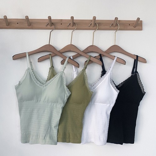 Damen Unterhemd mit eingebautem Regal BH Spaghetti Riemen Weste gepolstert Tank Tops T-Shirt - Bild 5 von 19