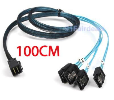 Mini SAS SFF-8643 to 4 SATA 7pin hard disk 12Gbps data Server Raid Cable 100CM